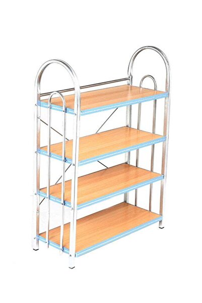 Generic LAWAZIM 4-Shelves Shoe Rack Silver/Brown 20 x 50 x 70centimeter