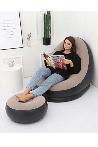 Generic ELTRAZONE Inflatable Air Chair with Footrest Stool â€“ Comfortable Fu...