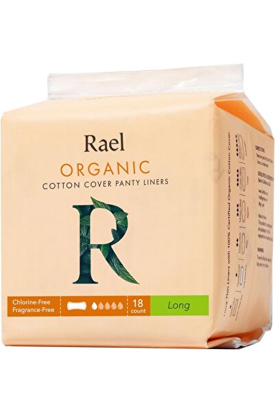 Rael_SA فوط صحية طويلة من القطن العضوي الكوري من رايل، عبوة من 18 فوطة صحية يومية ناعمة للبشرة الحساسة