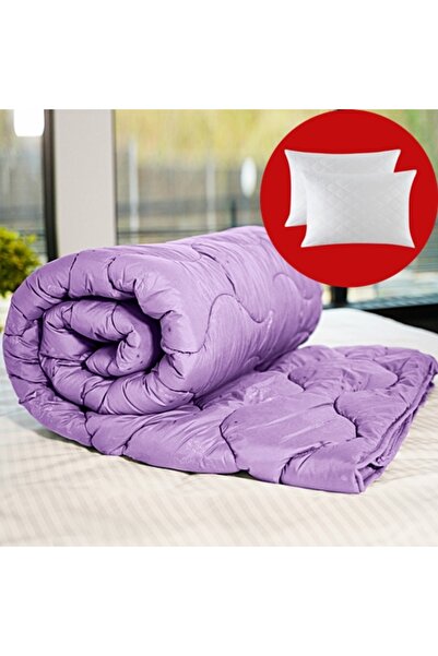 PATONE Winter duvet set, wool, polycotton, 200x220cm, quilted, purple with 2 pillowcases 50x70cm