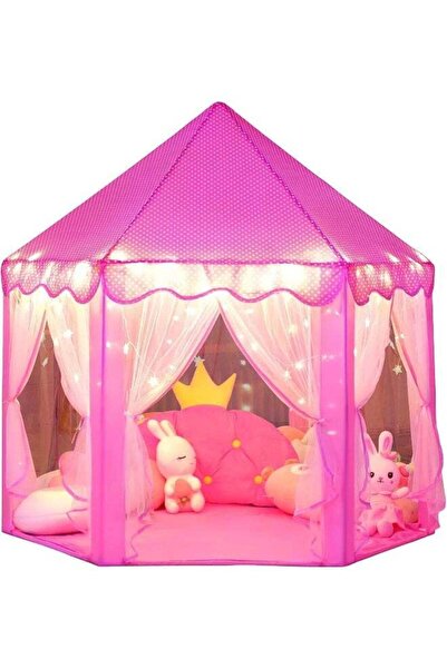 Generic MOMENT Princess Castle Play Tent For Girls Large Kids Play Tents Hexagon Playhouse With Star Lights