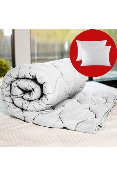 PATONE Winter duvet set, wool, polycotton, 180x210cm, quilted, white with 2 pillowcases 50x70cm