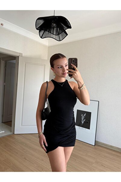 BAŞARAN Μίνι φόρεμα με μαύρο κόμπο