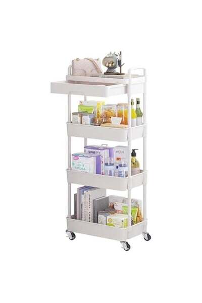 Generic TRASSLE 4-Tier Rolling Utility Cart with Drawer,Multifunctional Storage Organizer with Plastic Shel