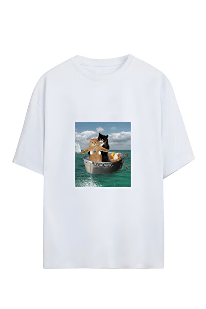 GraffTee تي شيرت قطني كبير الحجم للجنسين من كاتانيك