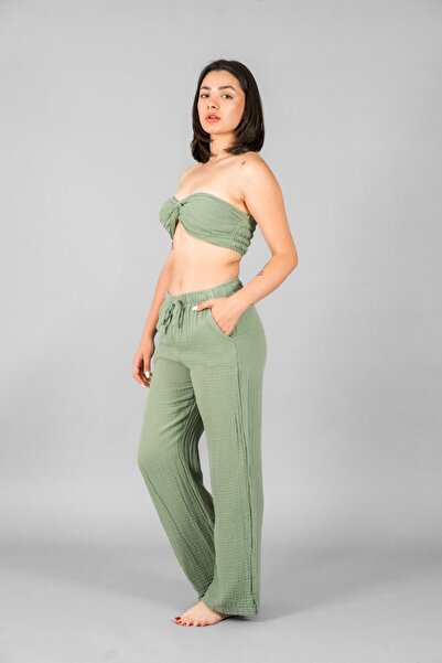 ASC SUN Palazzo Pants-Crop Top Set