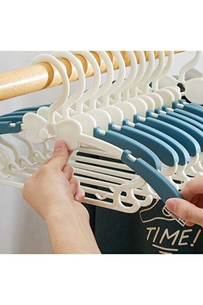Generic HOMESTAR 10PCS Blue & White Kids Hangers Set - 5-Level Adjustable Baby Clothes Drying Rack With 28-