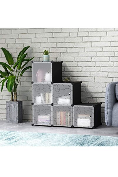 Generic DubaiGallery 6 Cube Plastic Shoe Storage Organizer Units, Stackable Shoe Organizing Rack, Closed Sh