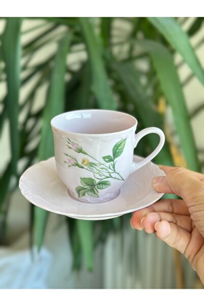 Hutschenreuther Antique German Stamped Pink Dough Flower Patterned Double Coffee Tea Cup