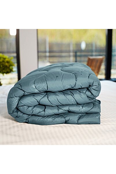 PATONE Winter quilt, quilted, wool, polycotton cover, 160x210cm, for single bed, anthracite