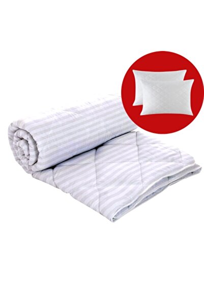 PATONE Winter duvet set, wool, polycotton damask, 200x220cm, quilted, white with 2 pillowcases 50x70cm