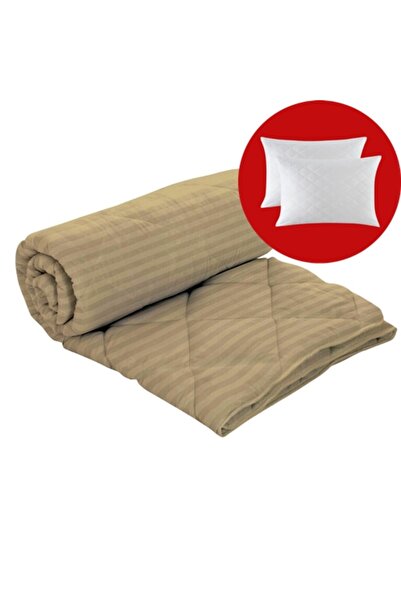 PATONE Winter duvet set, wool, polycotton damask, 200x220cm, quilted, cappucc...