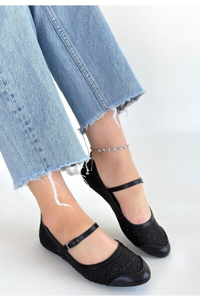 thebestnzm Toyan Black Leather Ballerina Shoes