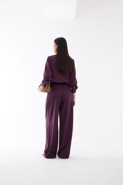 HAZELANNA Premium Palazzo Plum Trousers