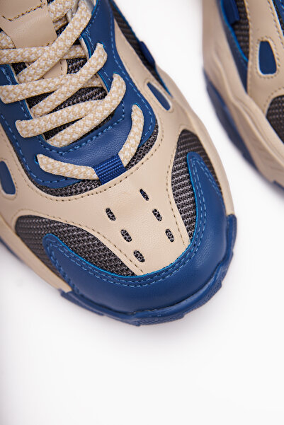 Limoya Daysi Mavi Bej Kalın Tabanlı Spor Ayakkabı Kadın Sneakers