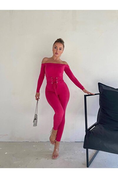 hipnoz butik kadın düşük omuz kemer detaylı tulum