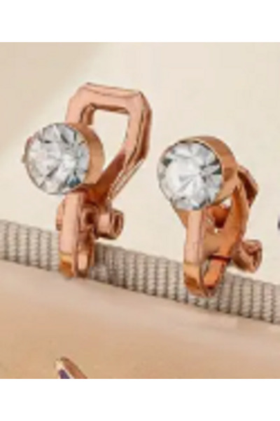 TChic 2 Pairs of Purple Heart and Stone Gold Clip-On Earrings