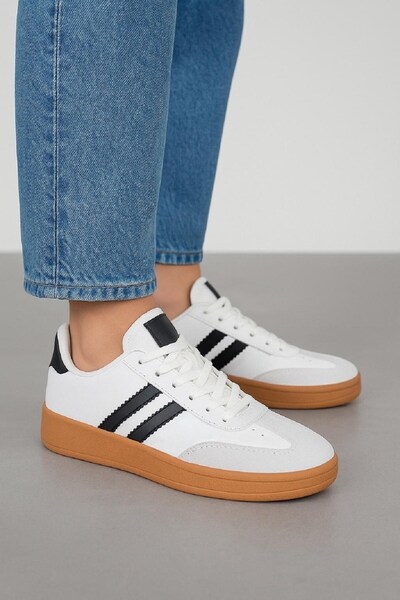 AyakkabıZ Unisex Women Men Girls Children Striped Anatomical Comfortable Sole Casual Sneaker Sports Shoes White