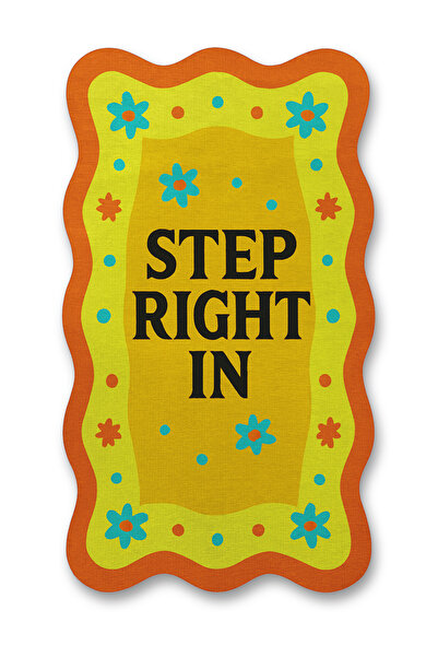 Rugs Modern Halı MOSSO Bej Tema Step Right In Yazı Desen Dokuma Taban Dekorat...