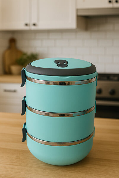 CEZVE HOME حاوية طعام معزولة من الفولاذ المقاوم للصدأ بثلاث طبقات |   صندوق غ...