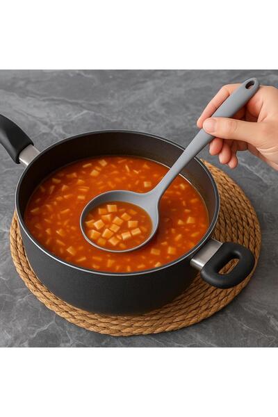 Single (2 Pieces) Hard Tip Heat Resistant Fireproof Non-Stick Silicone 28 cm Ladle