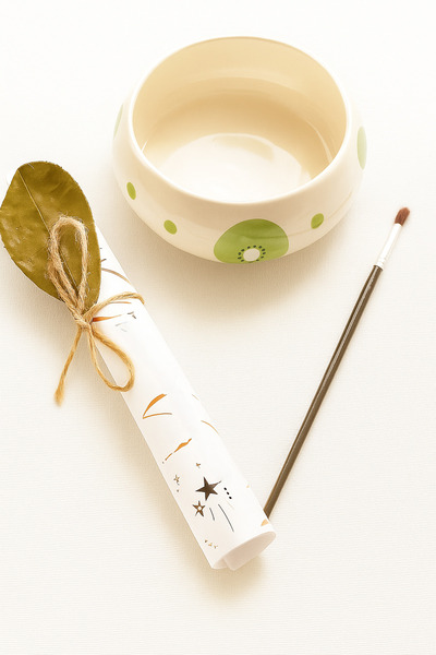 irashop Kintsugi Yapım Seti | Kivi Desenli Beyaz Kase