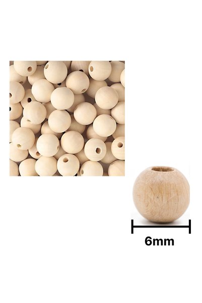 gnsstore Ahşap Boncuk Sade Krem 1Kg 6Mm Yuvarlak