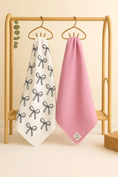enes baby Pack of 2 100% Cotton Multi-Purpose Double-Layer Muslin Baby Blankets 80*100 cm