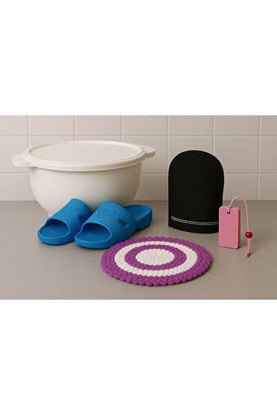 Metler 20 Lt Curun + 1 Pair of Bath Slippers + Handmade Knitted Washcloth + S...