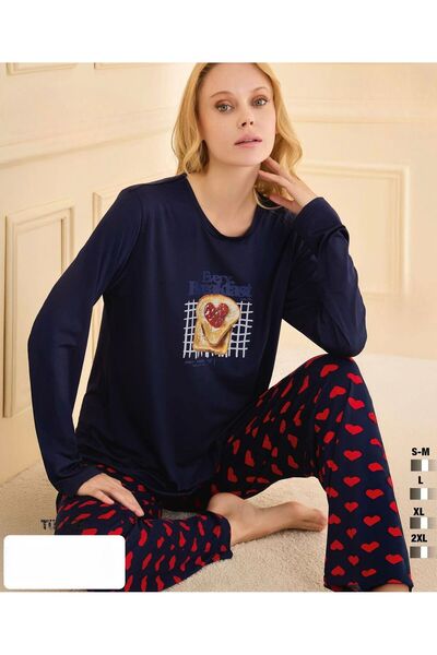 İpek Women's Long Sleeve Crew Neck Pajamas Set