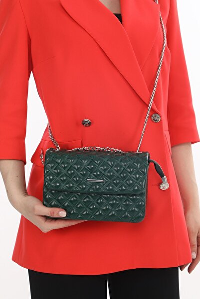 H&D COLLECTİON Quilted Shiny Leather Chain Strap Very Stylish Small Shoulder Bag 717