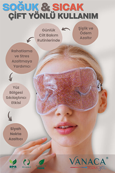 Vanaca Grup Buz Göz Maskesi Uyku Öncesi Göz Bandı Göz Altı Torbası Şişlik Giderici Soğuk Kompres Göz Maskesi