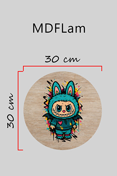 Dormot Digital Printing Open Wooden, Standard, Colorful Labubu Themed, Door Ornament, Wall Ornament