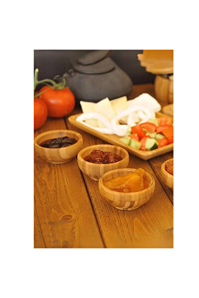 mucit home Bamboo 6-Piece Bamboo Mini Turkish Delight Bowl, Snack Bowl, Sauce Bowl & Jam Bowl Presentation Set