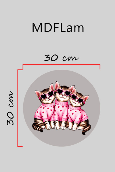 Dormot Digital Print Gray, Standard, Pinkish Cats Themed, Door Ornament, Wall Ornament