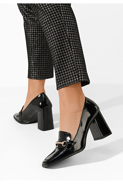 B T Shoes Čierne mokasíny na opätku Noriana