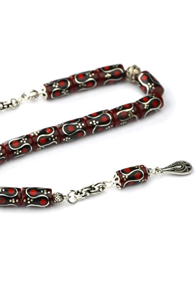 BlackCraft Kesme Model Dalga Kırmızı Mine İşleme Zaza Tespih