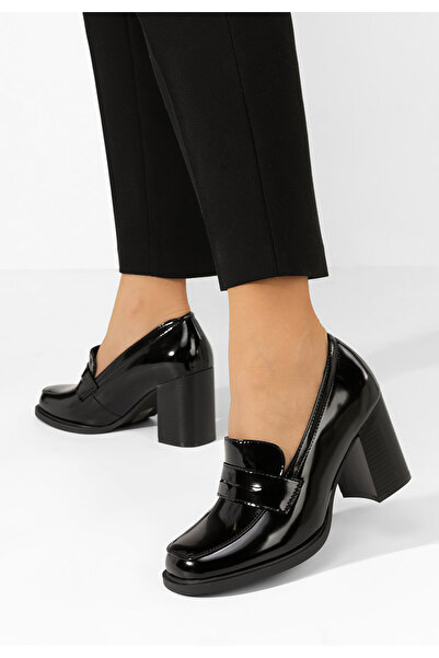 B T Shoes Čierne mokasíny na opätku Odesia