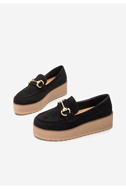 B T Shoes Čierne dámske mokasíny na platforme Leondra V6