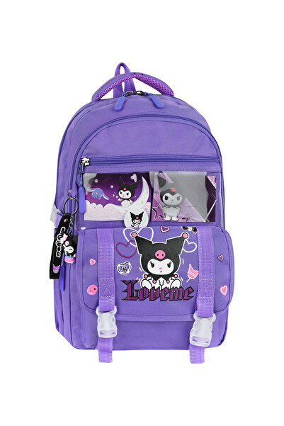 MASTER PACK Kuromi Kore Tarzı Termal Beslenmelikli Ve Kalemlikli Kız Çocuk Okul Sırt Çantası Seti