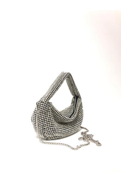 womenacs Ασημί μαύρο μικτό βραδινό φόρεμα πολυτελείας από πέτρα και διαμάντι με λουράκι με αλυσίδα για γάμο