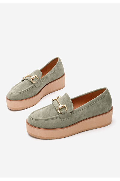 B T Shoes Zelené mokasíny na platformě Leondra V3