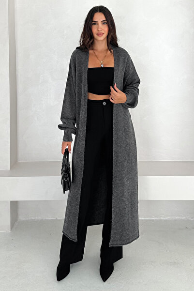 Noa Noa Women's Long Open Knitwear Trench Coat – Unlined, Modern & Urban Style