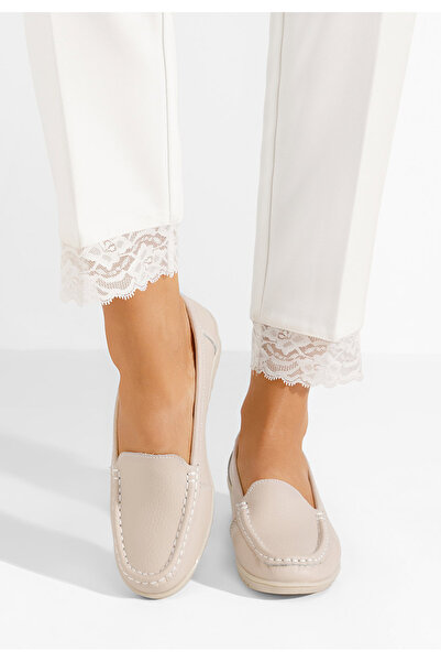 B T Shoes Béžové mokasíny na klínku Storia