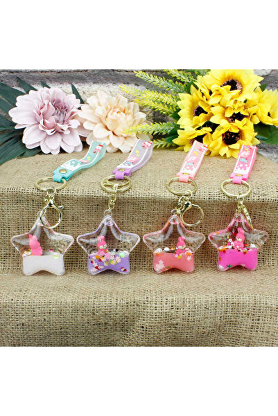 FuryaTedarik Breloc cu stea cu apă, ornament pentru geantă, ornament pentru mașină, breloc cu figurină de stea drăguță