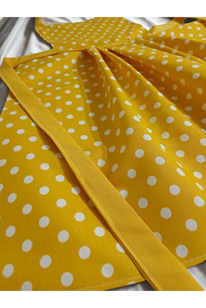 BUTİK1AVM Kitchen Apron Yellow/Red Color Apron with Speckle Pattern