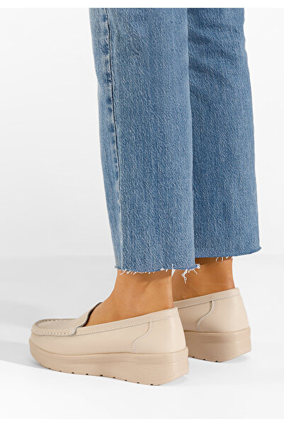 B T Shoes Béžové mokasíny dámské Cíla