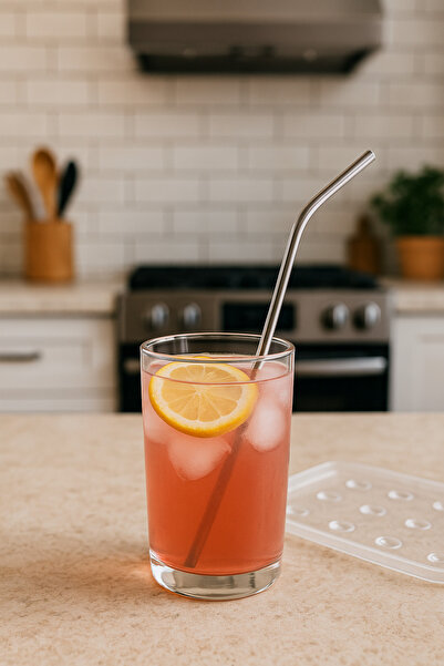 CEZVE HOME Set of 4 Stainless Steel Straws and Cleaning Brush