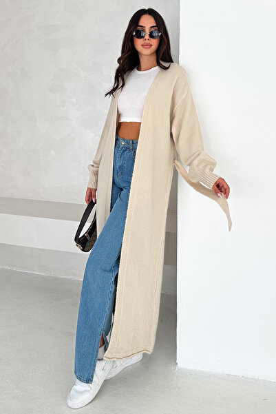 Noa Noa Women's Long Open Knitwear Trench Coat – Unlined, Modern & Urban Style