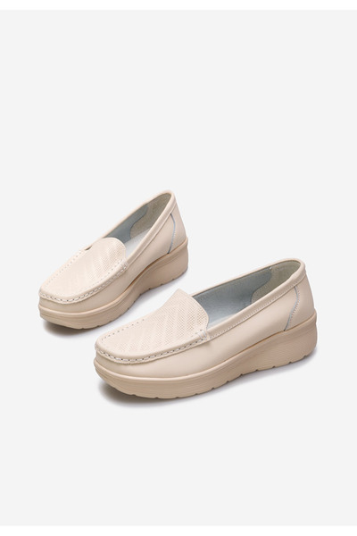 B T Shoes Béžové mokasíny dámské Cíla